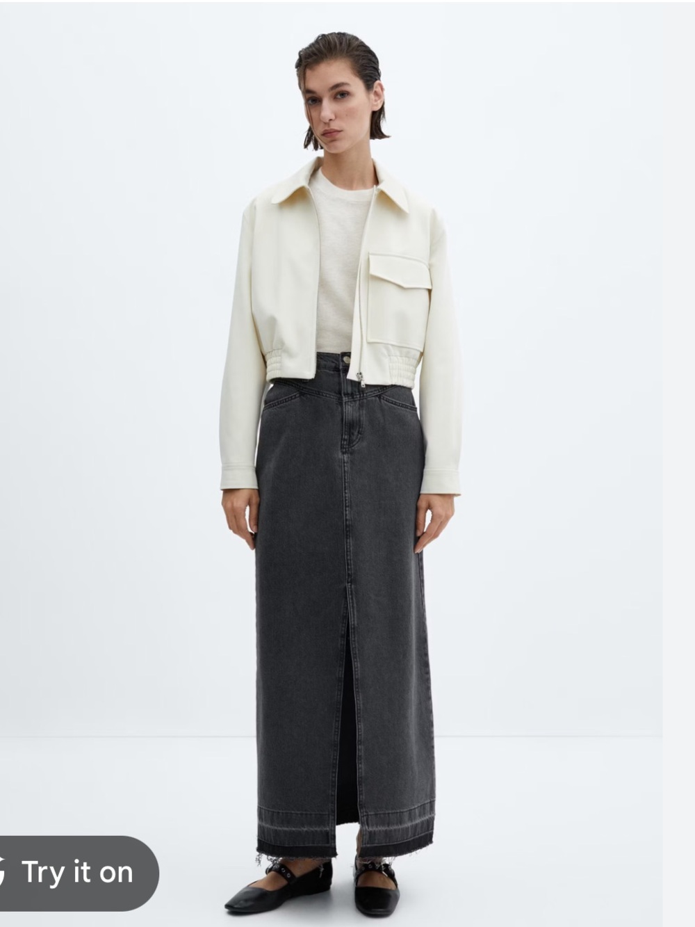 MANGO Maxi Black Denim Skirt, new with tags - Picture 1 of 7